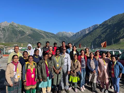 A Coral Yatra Amarnath group in a Kashmir valley