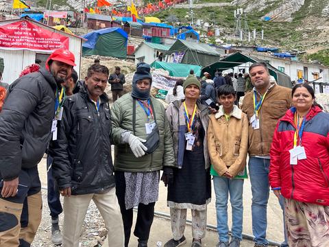 Coral Yatra pilgrims at the Amarnath camp below the holy cave