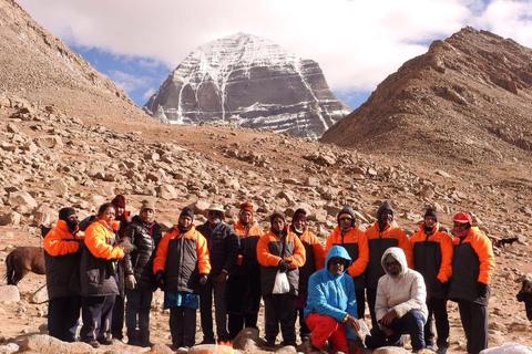 A Coral Yatra group standing before Mount Kailash